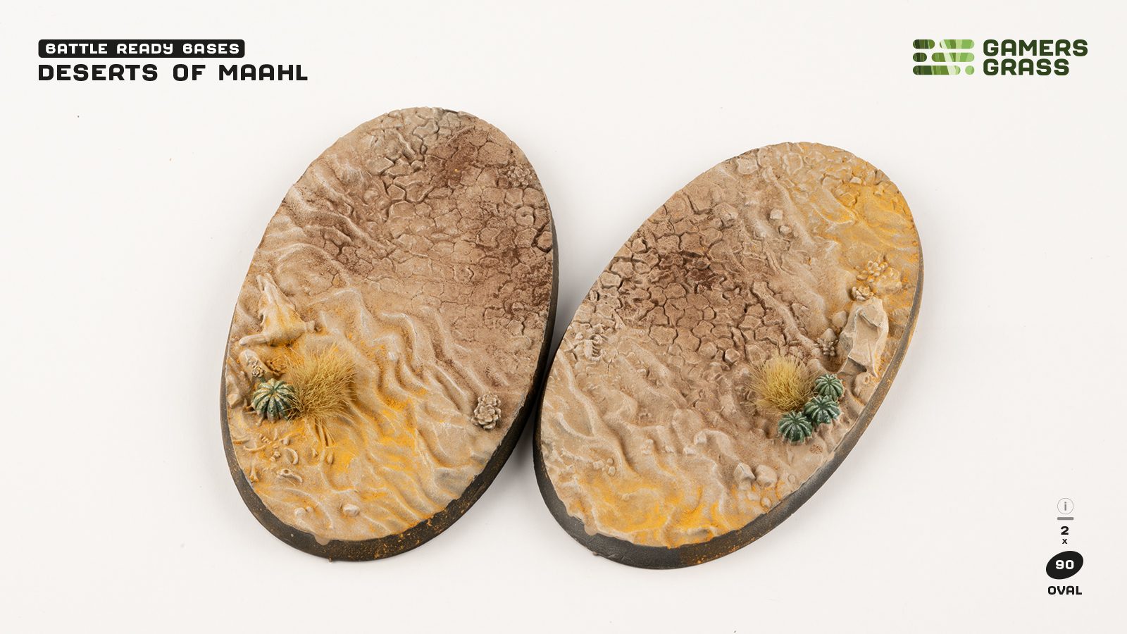 Gamers Grass Battle Ready Bases - Deserts of Maahl - Oval 90mm (x2) | 738956790750