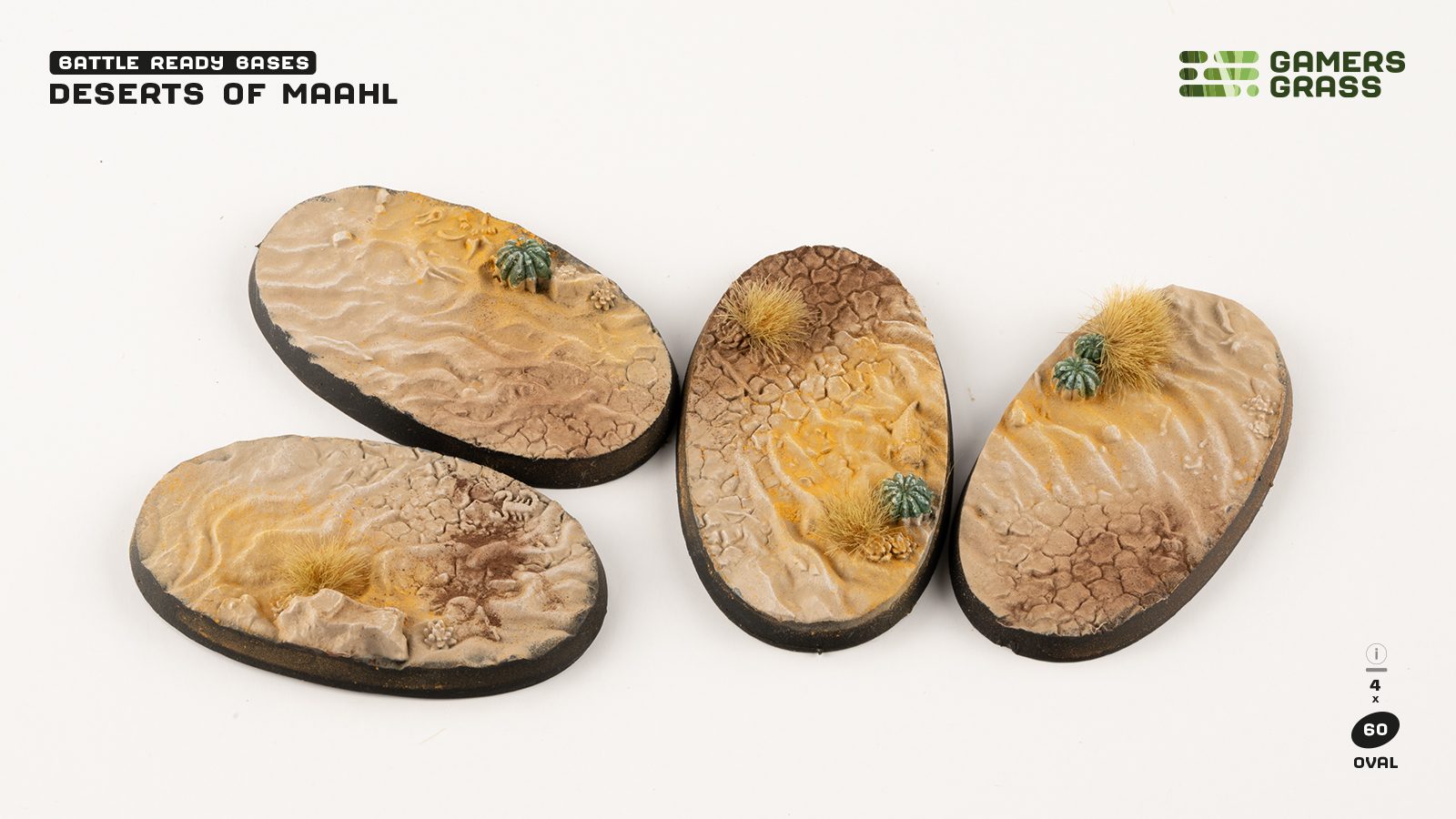 Gamers Grass Battle Ready Bases - Deserts of Maahl - Oval 60mm (x4) | 738956790736