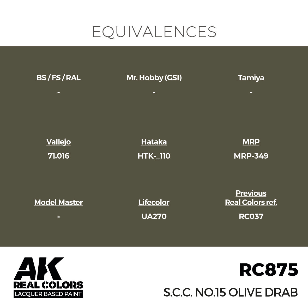 AK Interactive Real Colors S.C.C. No.15 Olive Drab 17 ml. | 8435568336285
