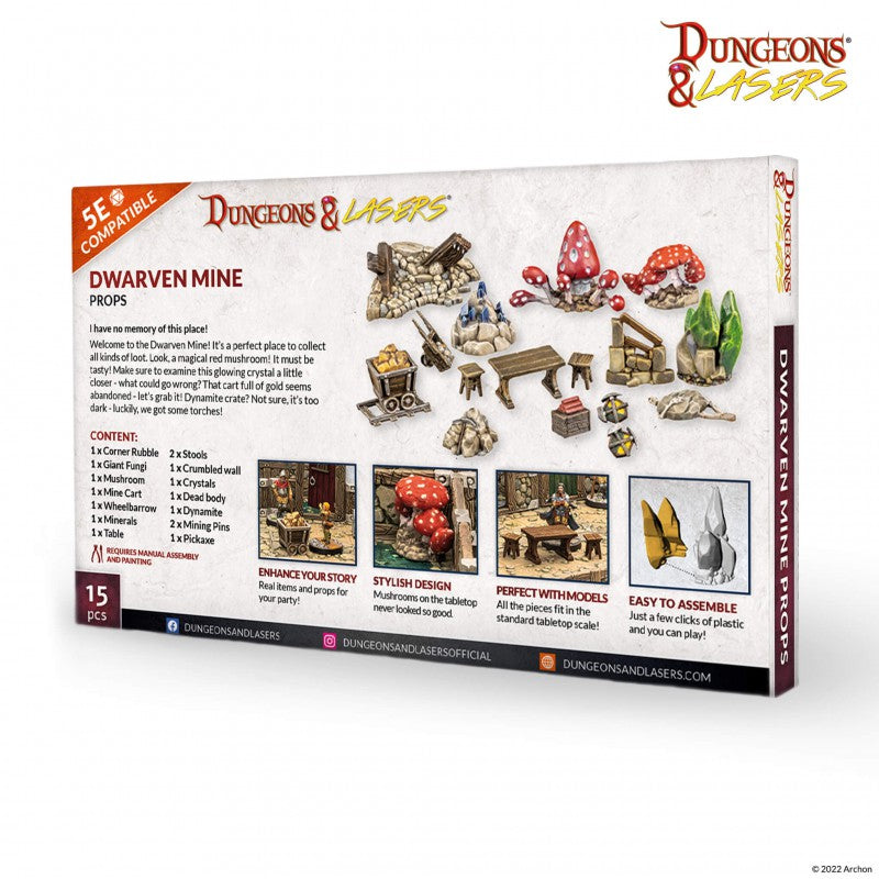 Archon Studio Dungeons and Lasers: Dwarven Mine Props (D&L: Half-Height Walls) | 5901414672720