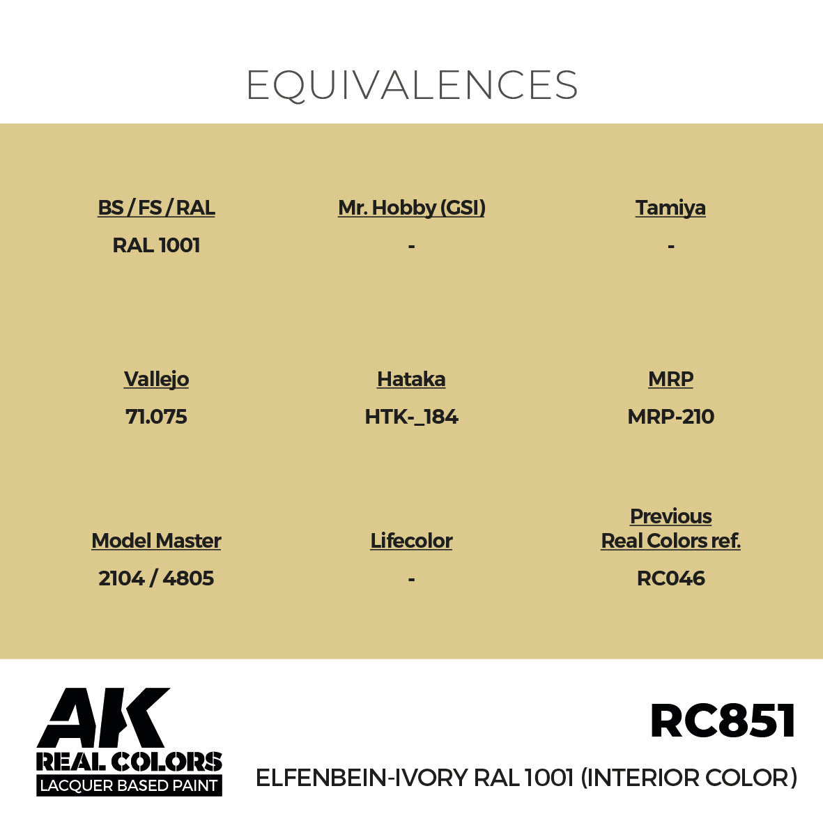 AK Interactive Real Colors Elfenbein-Ivory RAL 1001 (Interior Color) 17 ml. | 8435568336049