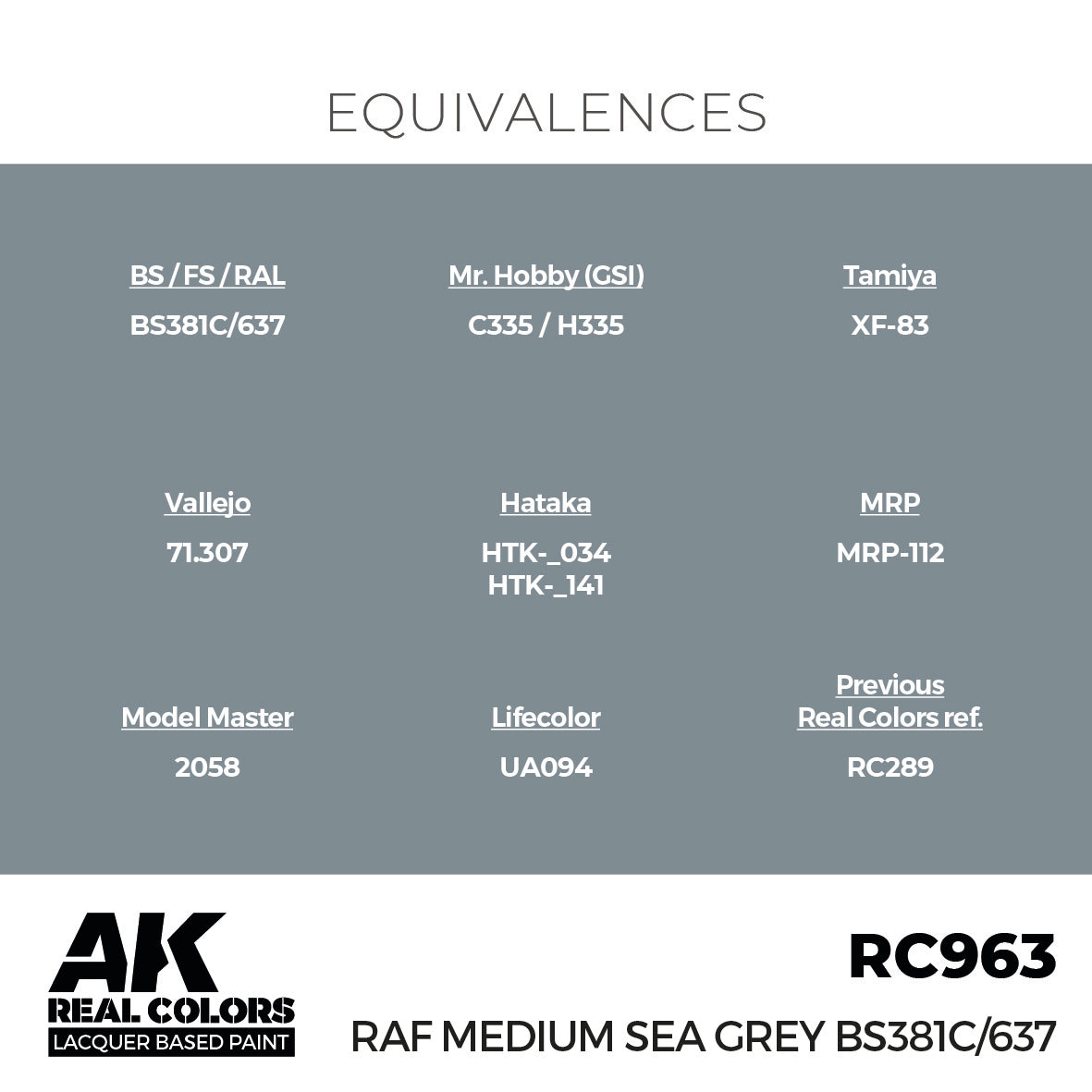 AK Interactive Real Colors RAF Medium Sea Grey BS381C/637 17 ml. | 8435568337169