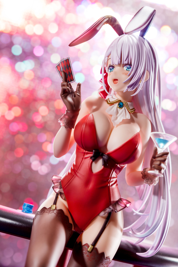 Hakoiri-musume Riselia Ray Crystalia wearing crimson bunny costume with Nip Slip Gimmick System | 4570000500160