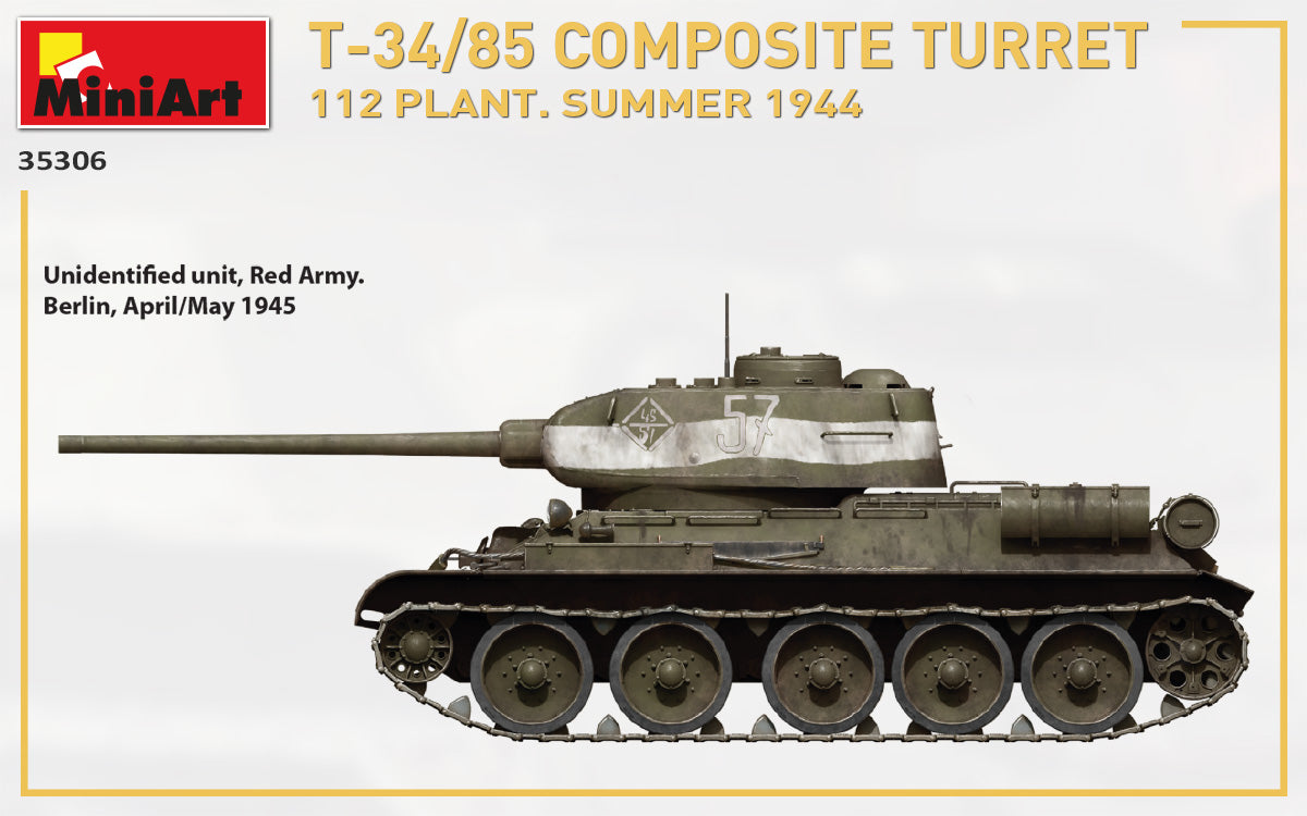 MiniArt 1/35 T-34/85 Composite Turret. 112 Plant. Summer 1944 1/35 Scale | 4820183313461