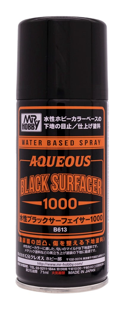 Mr Hobby AQUEOUS BLACK SURFACER 1000 (SPRAY TYPE) | 4973028506563