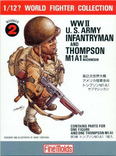 FineMolds 1/12 WWII U.S. Infantry Man & Thompson M1A1 Figure Kit | 4536318120025