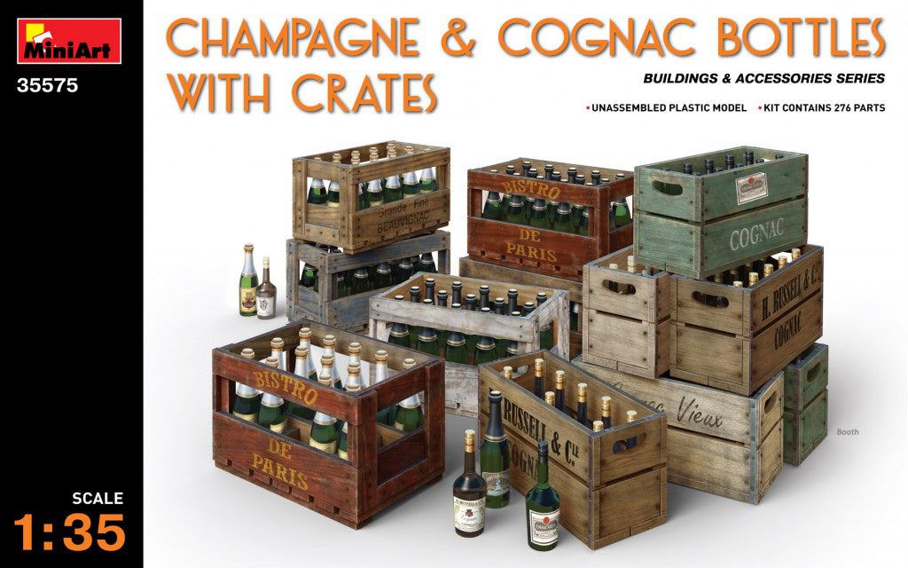 MiniArt Champagne & Cognac Bottles w/Crates (1/35) | 4820183310705