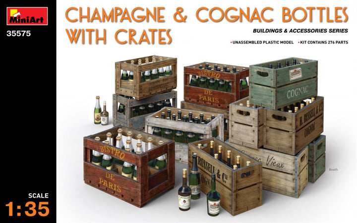 MiniArt Champagne & Cognac Bottles w/Crates (1/35) | 4820183310705