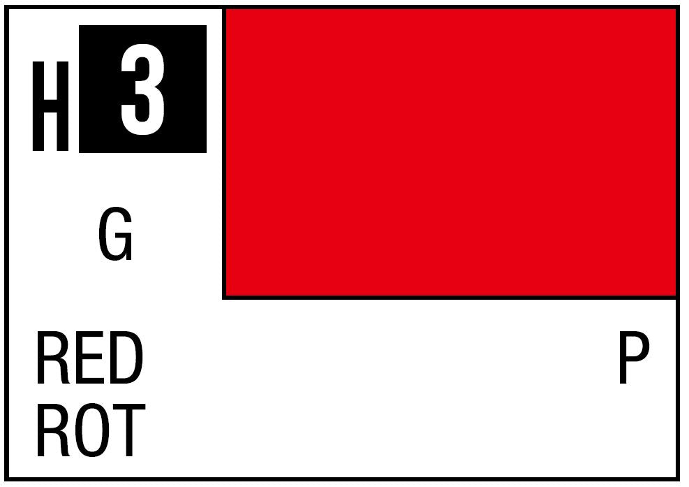 Mr Hobby AQUEOUS HOBBY COLOR - H3 GLOSS RED (PRIMARY) | 4973028718799