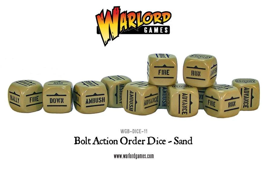 Bolt Action Orders Dice - Sand (12) | 5060200844564