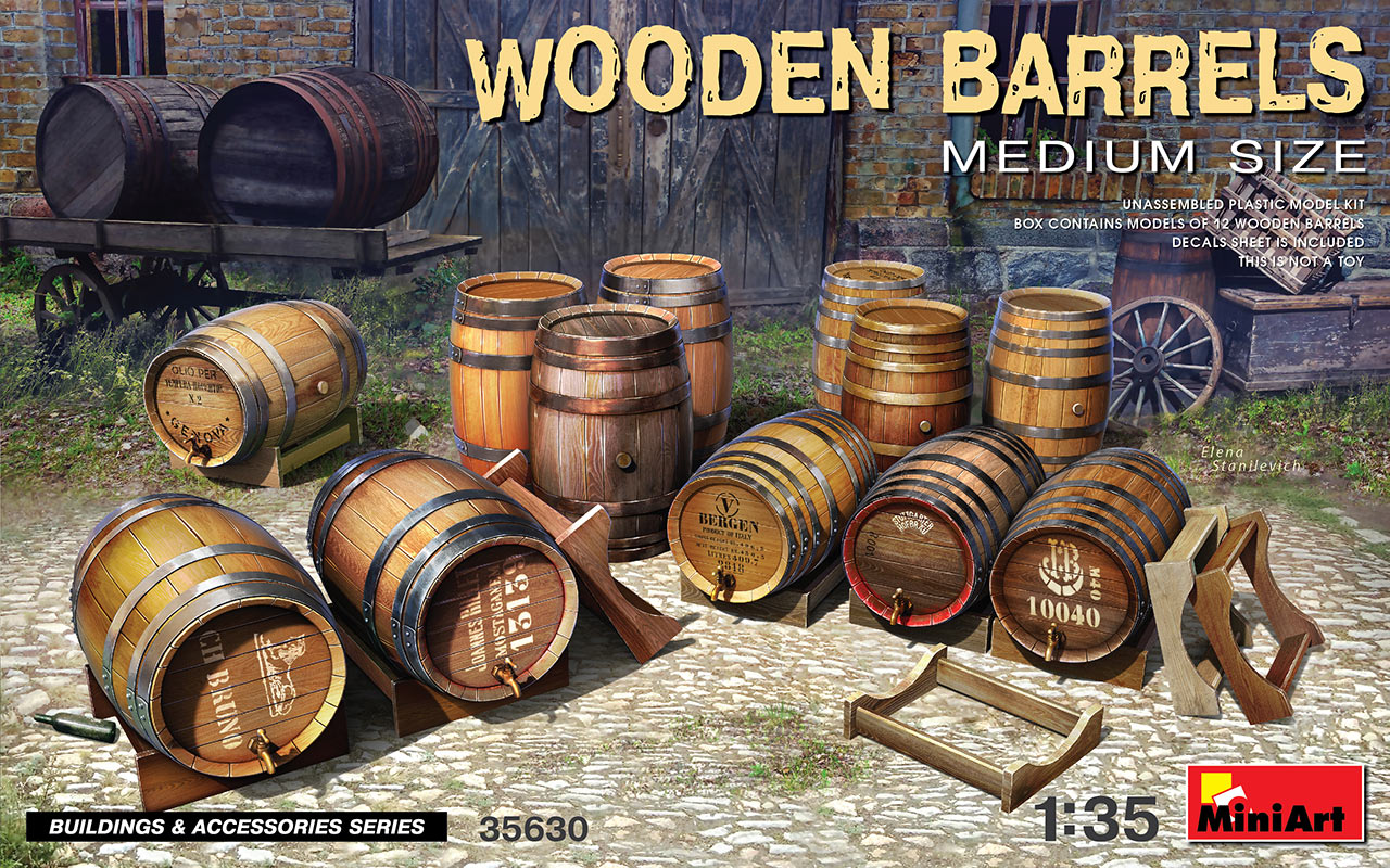 MiniArt 1/35 Wooden Barrels Medium Size | 4820183313430