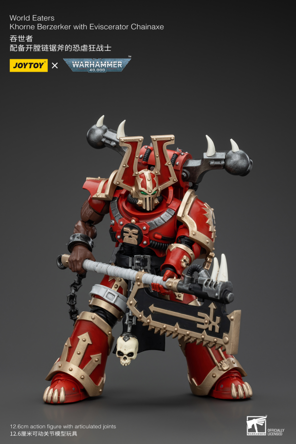 JOYTOY World Eaters Khorne Berzerker with Eviscerator Chainaxe | 6927054400553