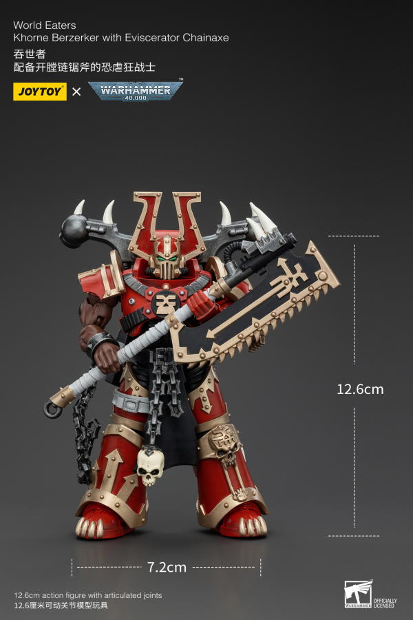 JOYTOY World Eaters Khorne Berzerker with Eviscerator Chainaxe | 6927054400553