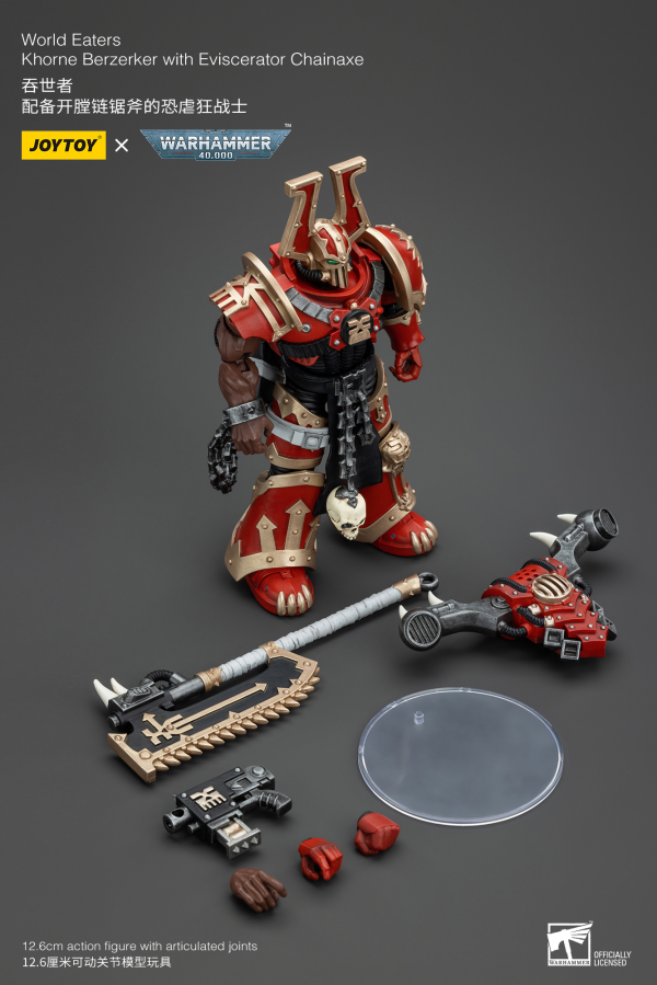 JOYTOY World Eaters Khorne Berzerker with Eviscerator Chainaxe | 6927054400553