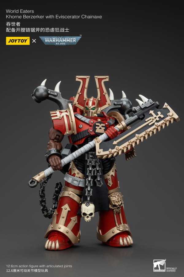 JOYTOY World Eaters Khorne Berzerker with Eviscerator Chainaxe | 6927054400553