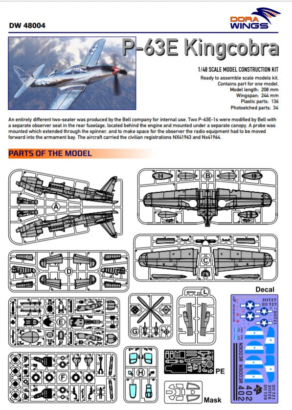 Dora Wings 1/48 Bell P-63E-1-BE Kingcobra | 4820237050243