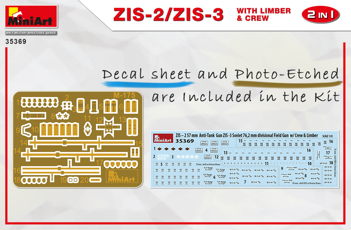 MiniArt 1/35 ZIS-2/ZIS-3 With Limber & Crew 2 in 1 Set | 4820183313683
