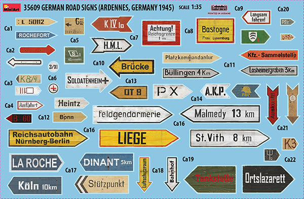 MiniArt German Road Signs WW2 (Ardennes, Germany 1945) | 4820183313225