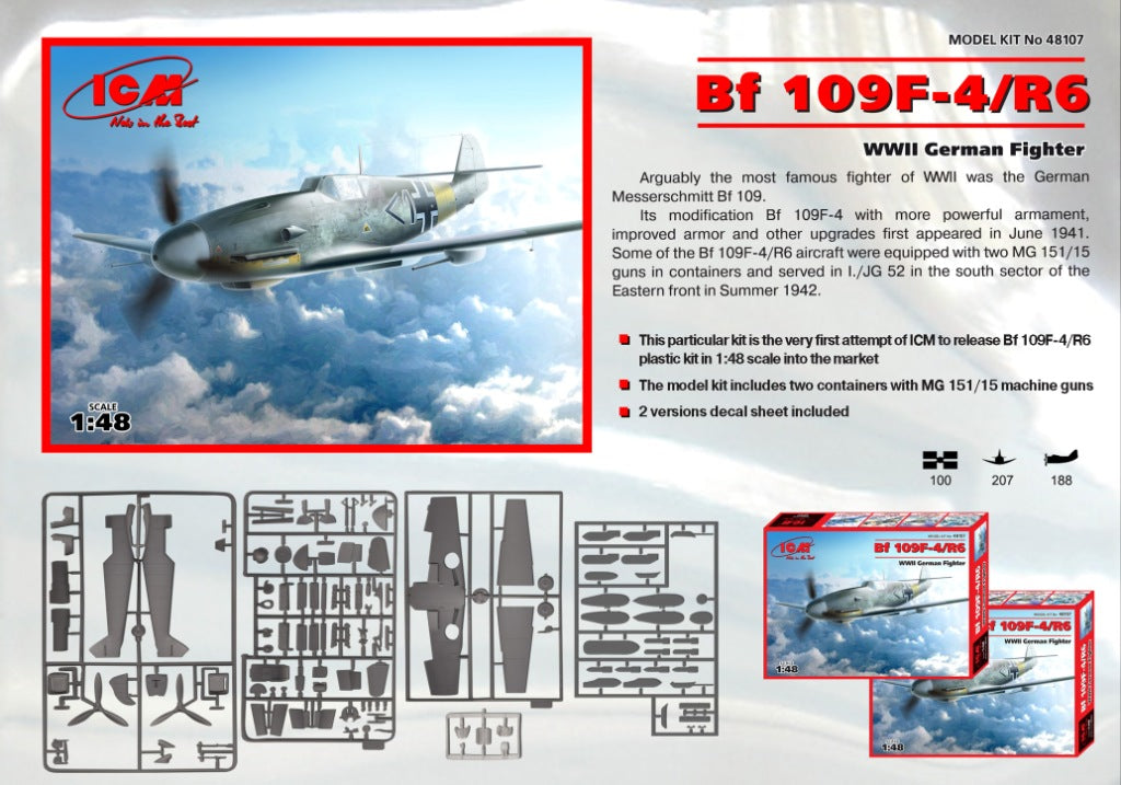 ICM 1/48 Messerschmitt Bf 109F-4/R6, WWII German Fighter | 4823044402441