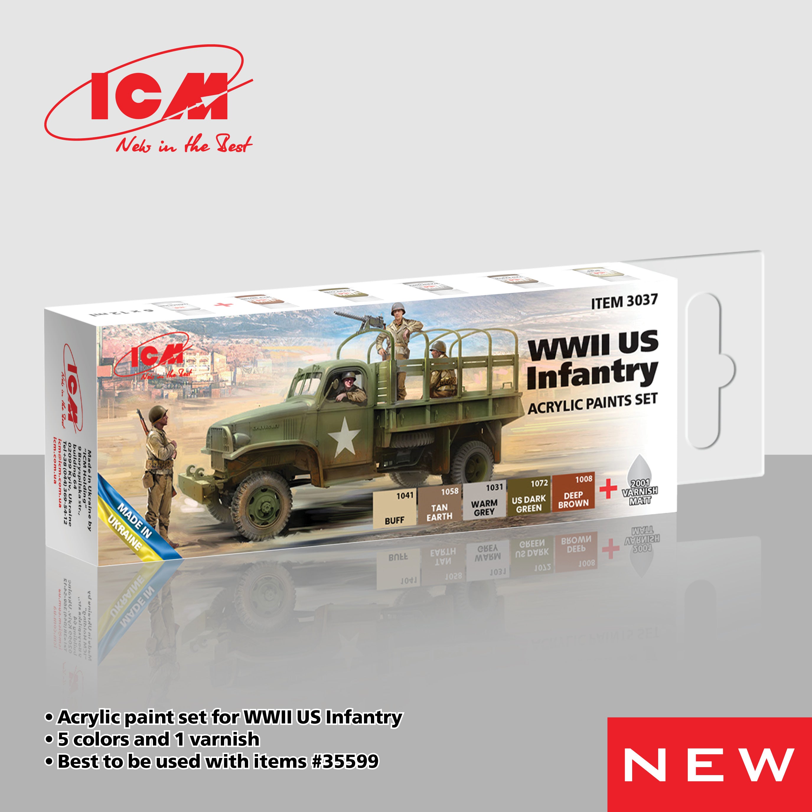ICM Acrylic Paint Set for WWII US Infantry | 4823044410026