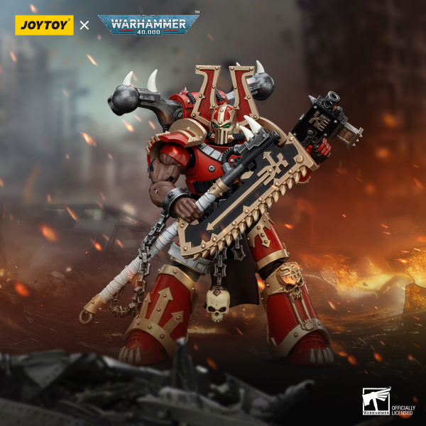 JOYTOY World Eaters Khorne Berzerker with Eviscerator Chainaxe | 6927054400553
