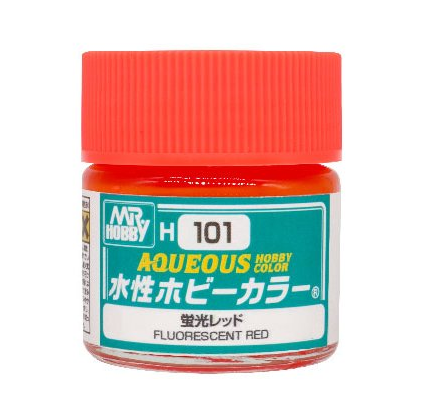 Mr Hobby H101 AQUEOUS HOBBY COLOR FLUORESCENT RED | 4973028734409