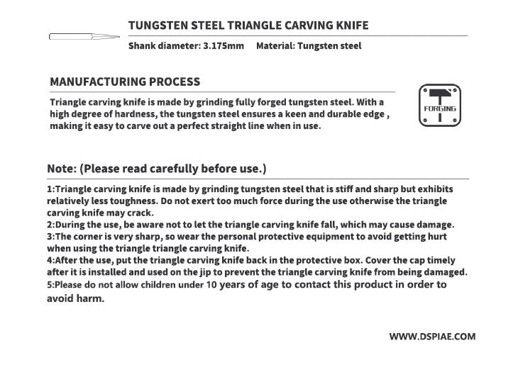 DSPIAE Tungsten Steel Triangle Carving Knife | 6970845560639