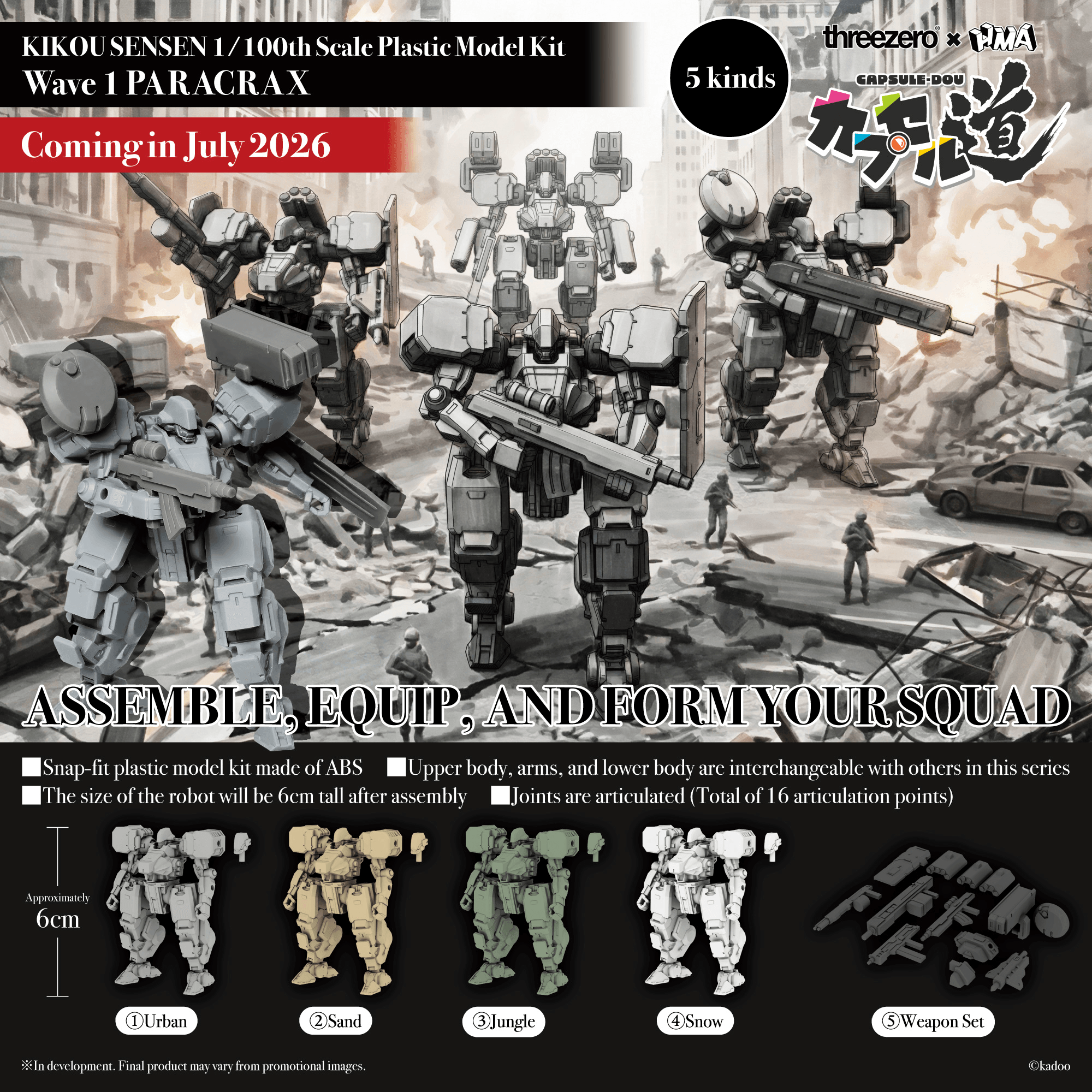 KIKOU SENSEN 1/100th Scale Plastic Model Kit Wave 1 (1 set of 6 pcs) | 4595430617196