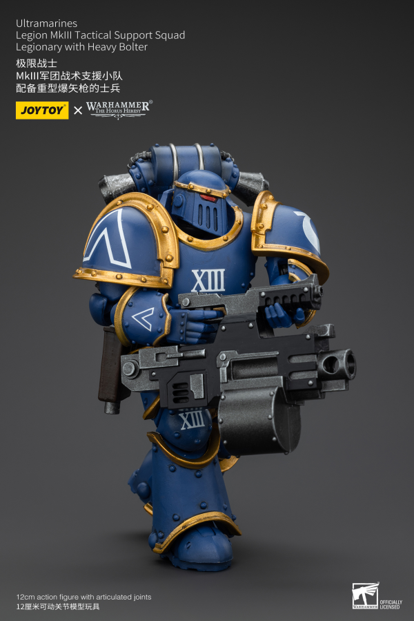 JOYTOY Ultramarines Legion MKIII Tactical Support Squad Legionary with Heavy Bolter | 6927054400119