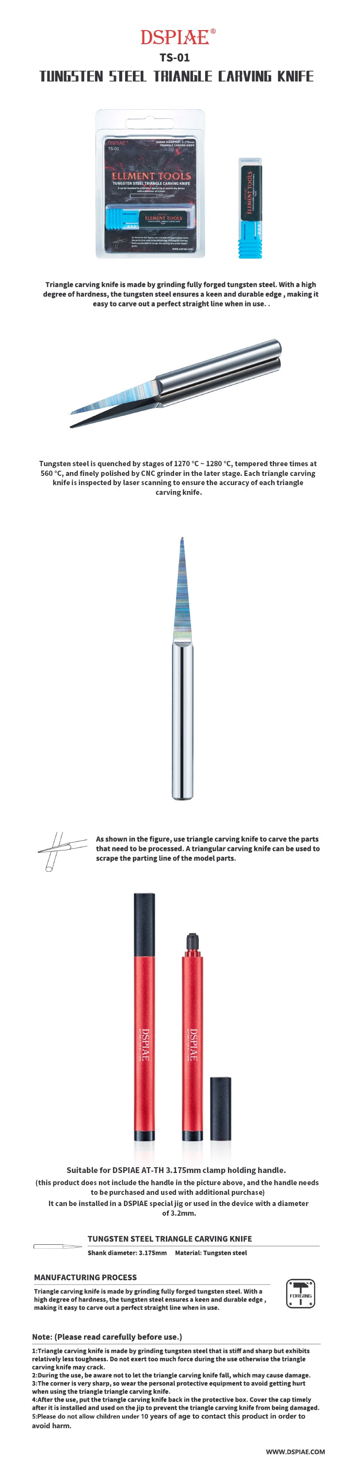 DSPIAE Tungsten Steel Triangle Carving Knife | 6970845560639