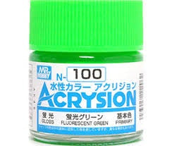 Mr Hobby Acrysion N100 - Fluorescent Green (Semi-Gloss/Primary) | 4973028112962
