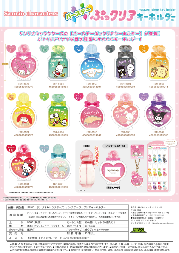 Piapro.net MAX SANRIO CHARACTERS BIRTHDAY "PUKKURI" CLEAR KEY RING | 4580683619097