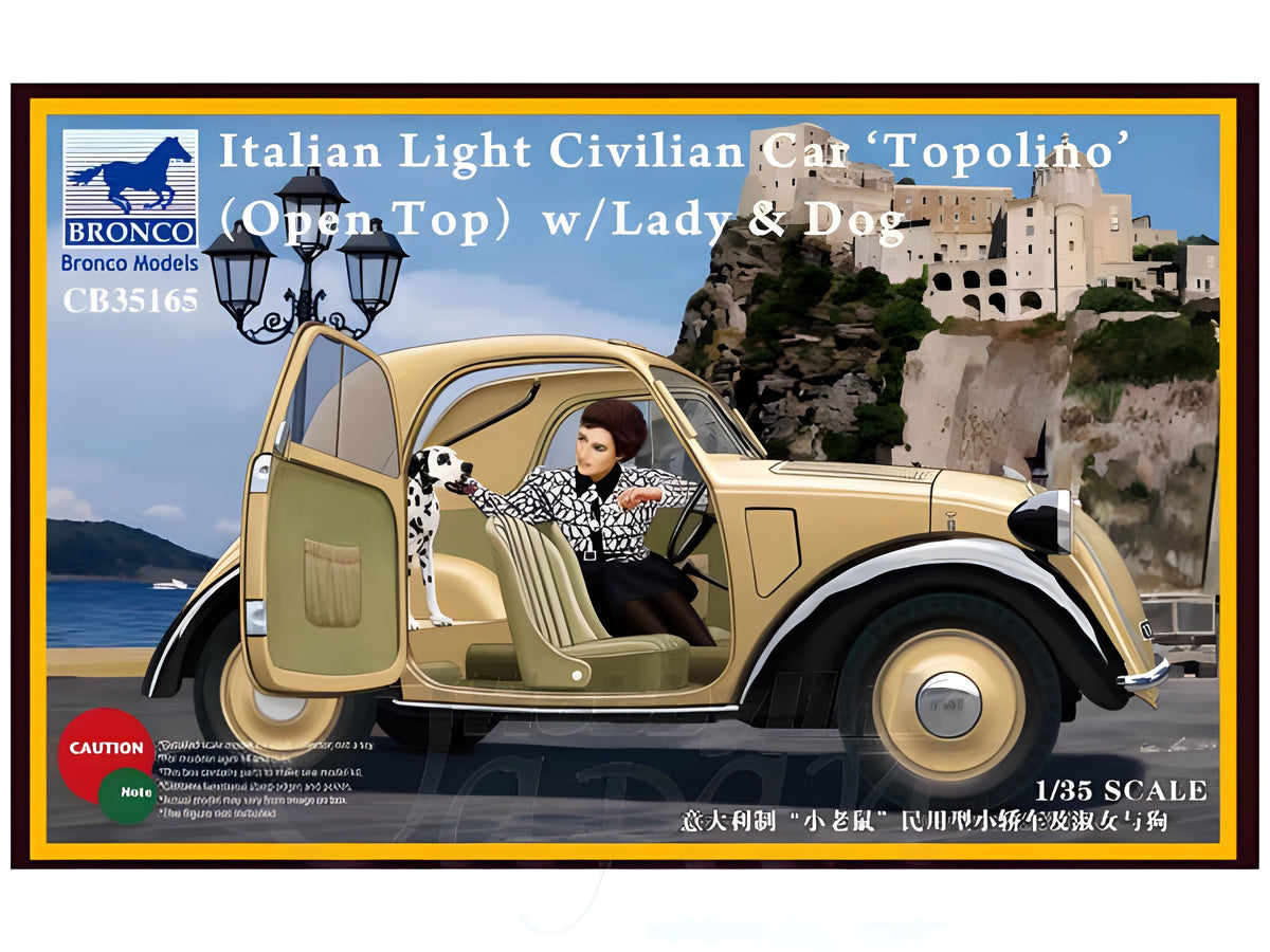 Bronco Models 1/35 Italian Light Civilian Car (Open Top) w/ Lady & Dog