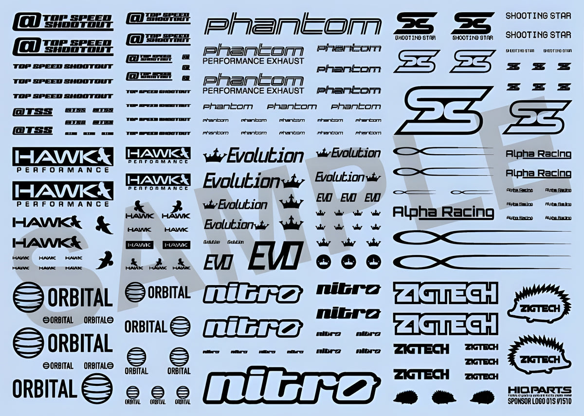 HiQ Parts Sponsor Logo Decal 01S Black (1pc)
