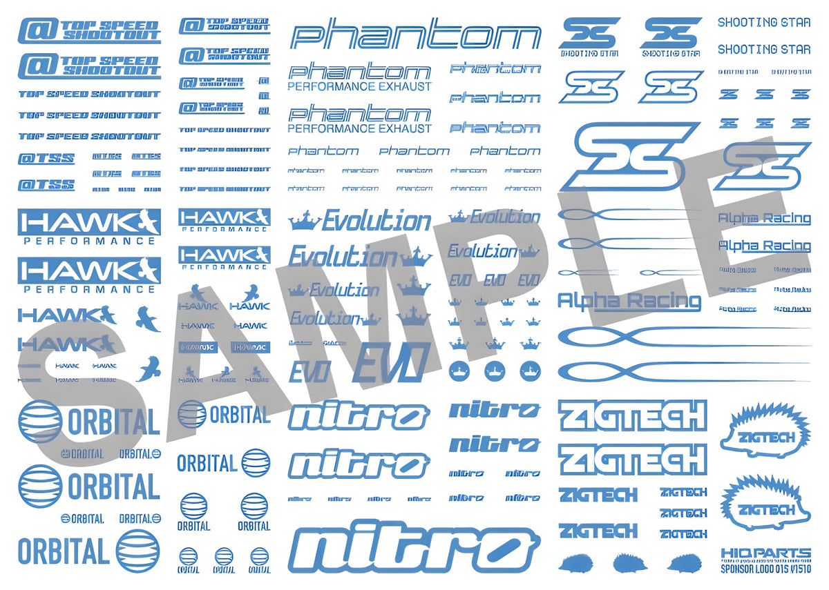 HiQ Parts Sponsor Logo Decal 01S Indigo Blue (1pc)