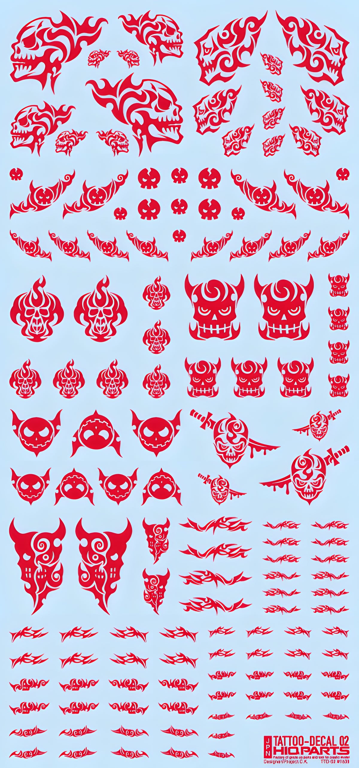 HiQ Parts Tattoo Decal 02 'Skull' Red (1pc)