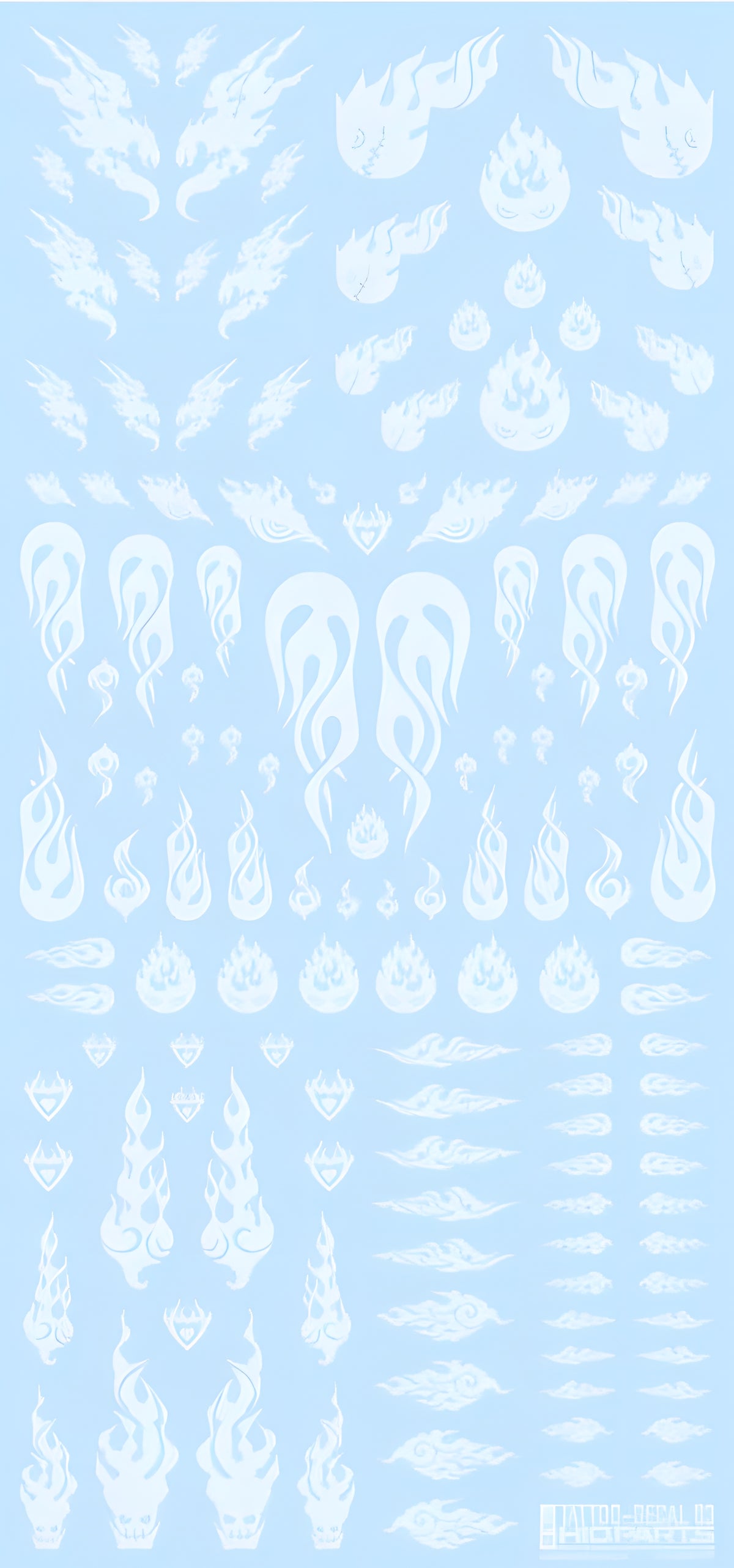 HiQ Parts Tattoo Decal 03 'Fire' Clear White (1pc)