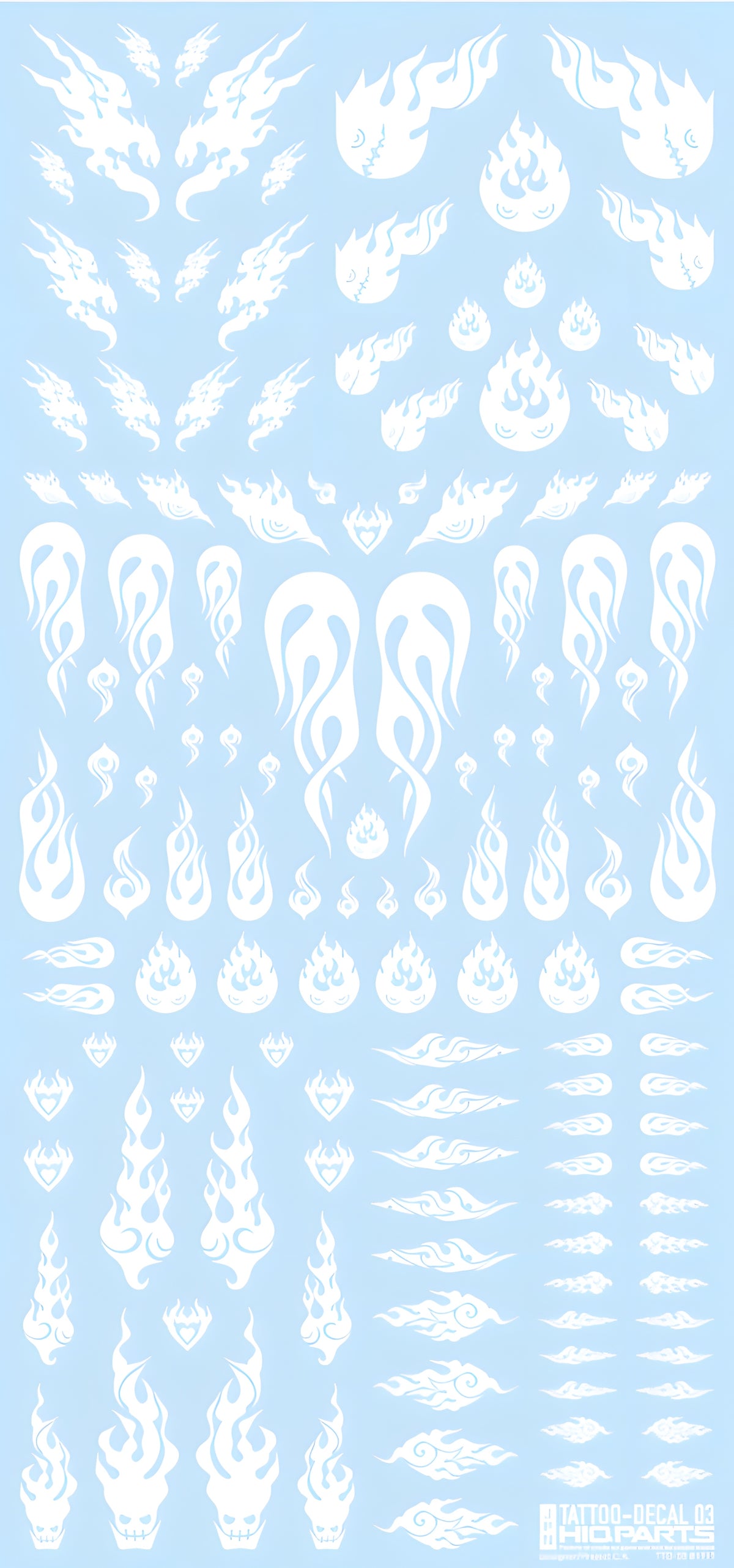 HiQ Parts Tattoo Decal 03 'Fire' White (1pc)