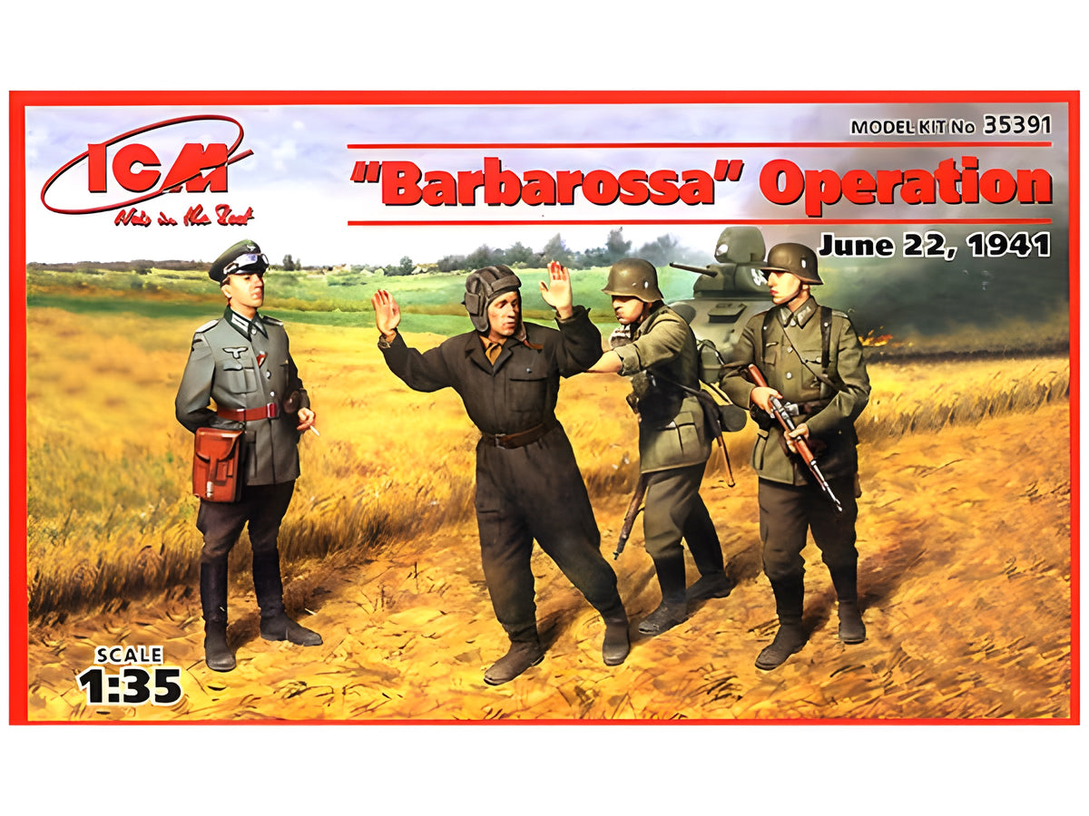 ICM Barbarossa operation, June 22,1941 (4 figures - 1 german officer, 2 german soldiers, 1 captured soviet tankman)