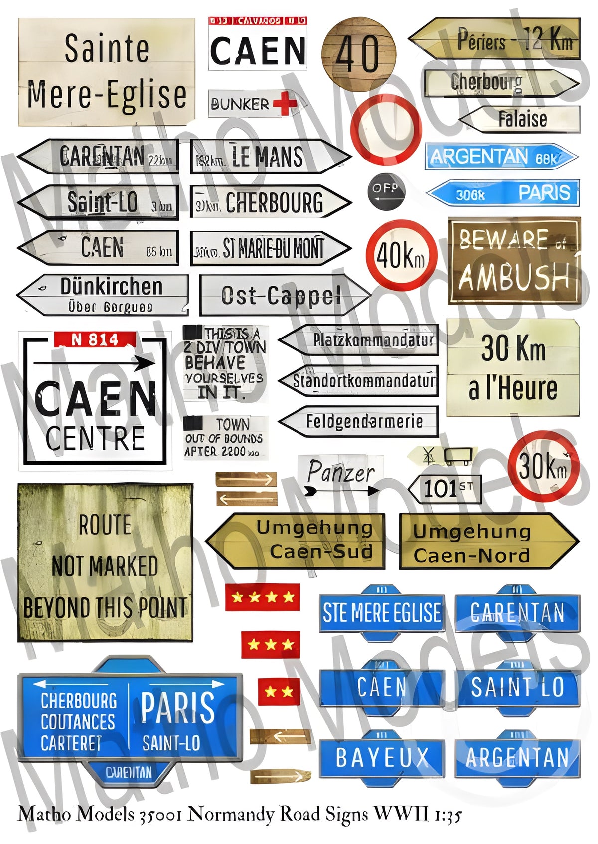 Matho 1/35 Normandy Road Signs WWII