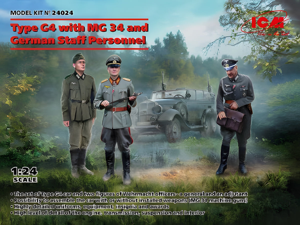 ICM 1/24 Type G4 Car with MG 34 and German Staff Personnel