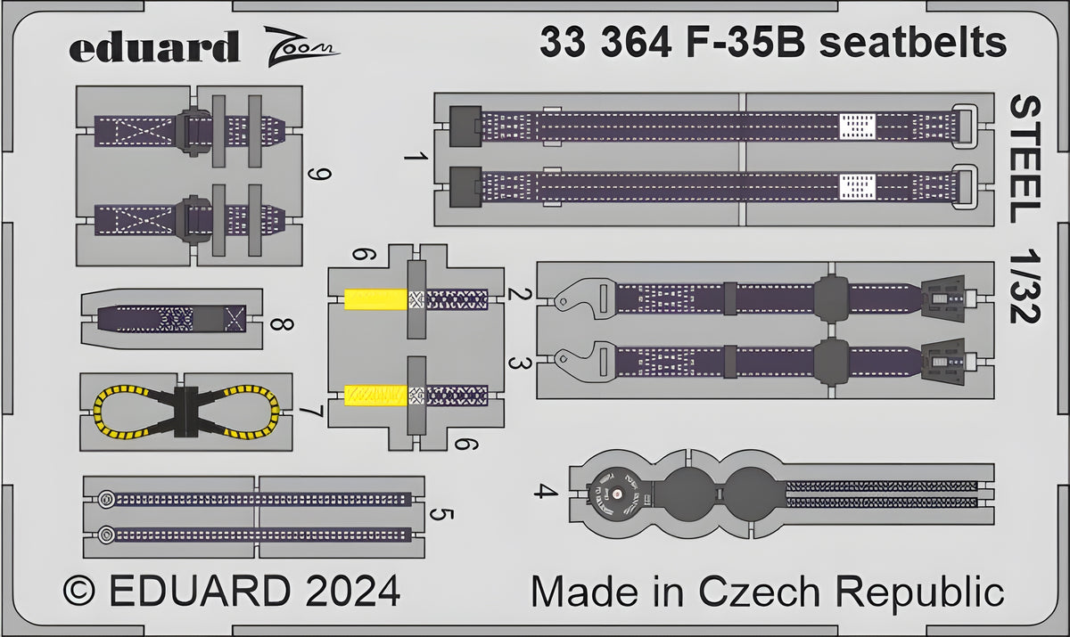 Eduard F-35B seatbelts STEEL 1/32 Photo etched set for TRUMPETER