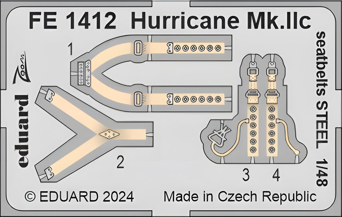 Eduard Hurricane Mk.IIc seatbelts STEEL 1/48 Zoom set for HOBBY BOSS