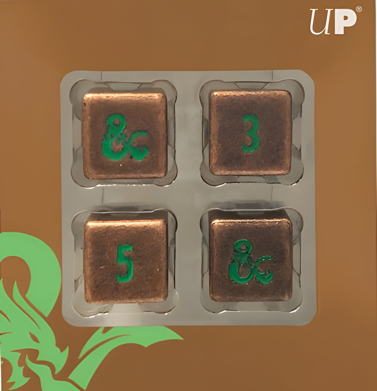 UP Dice Heavy Metal DND D6 Copper/Green 4CT