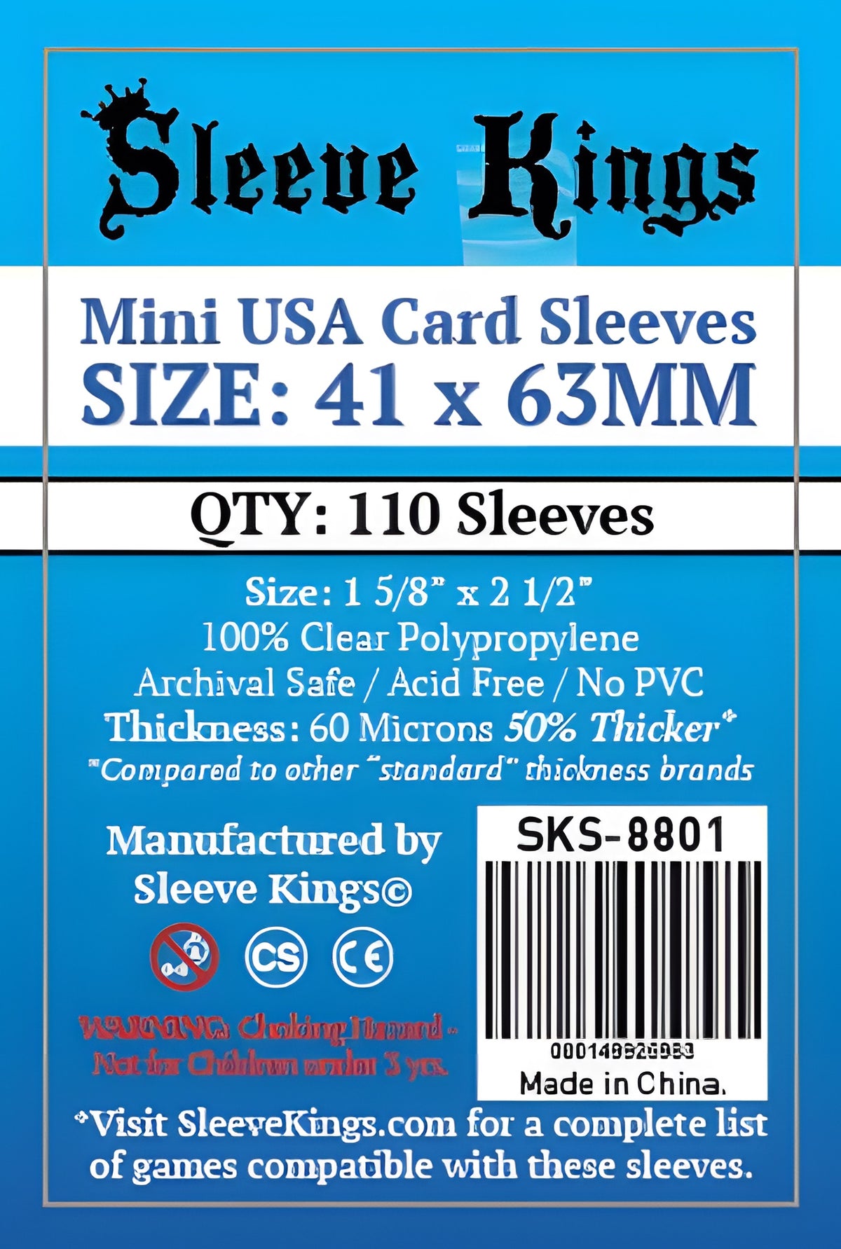 SK Mini USA Sleeves 41MM X 63MM 110CT