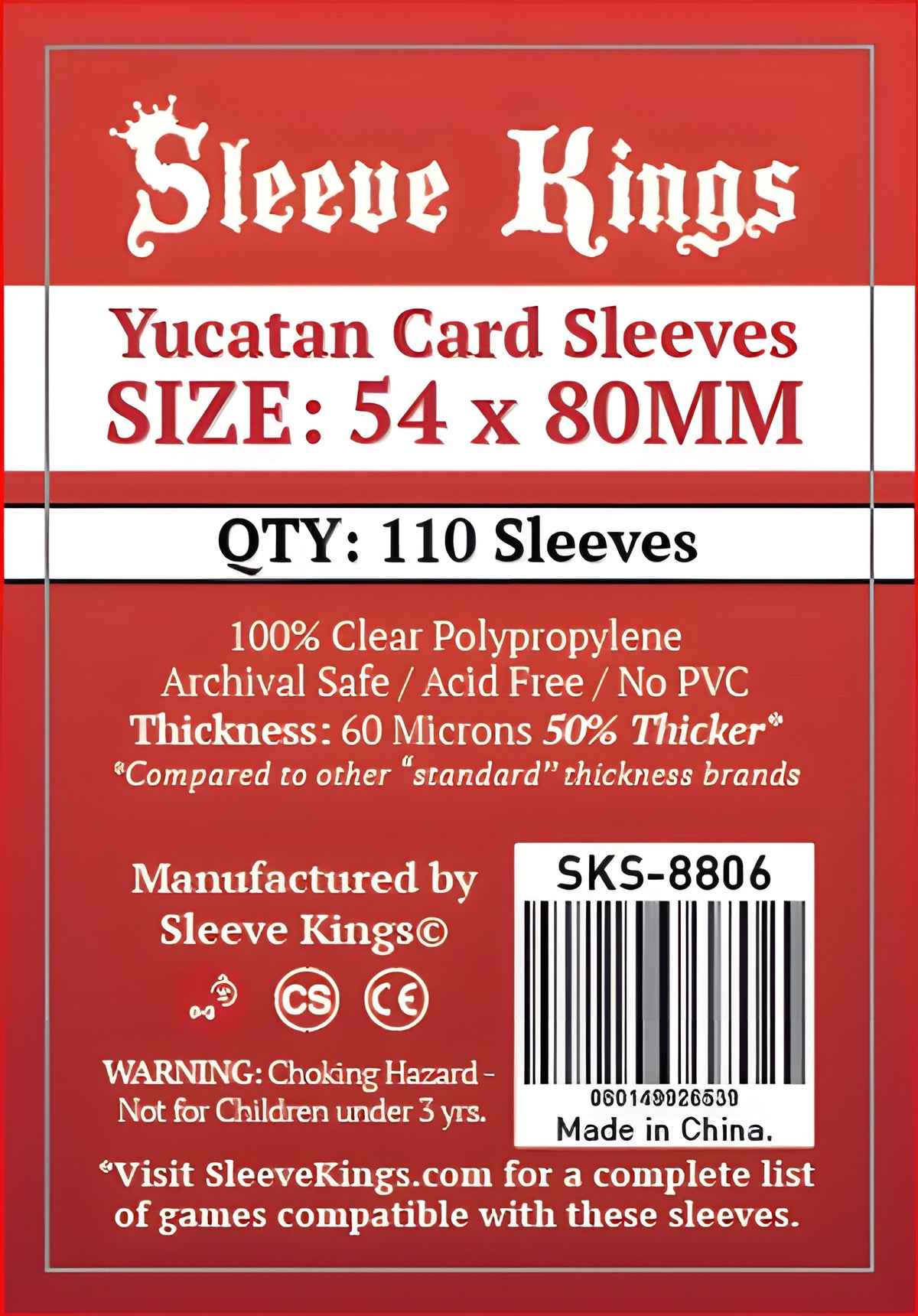 SK Standard Yucatan Sleeves 54MM X 80MM 110CT (100