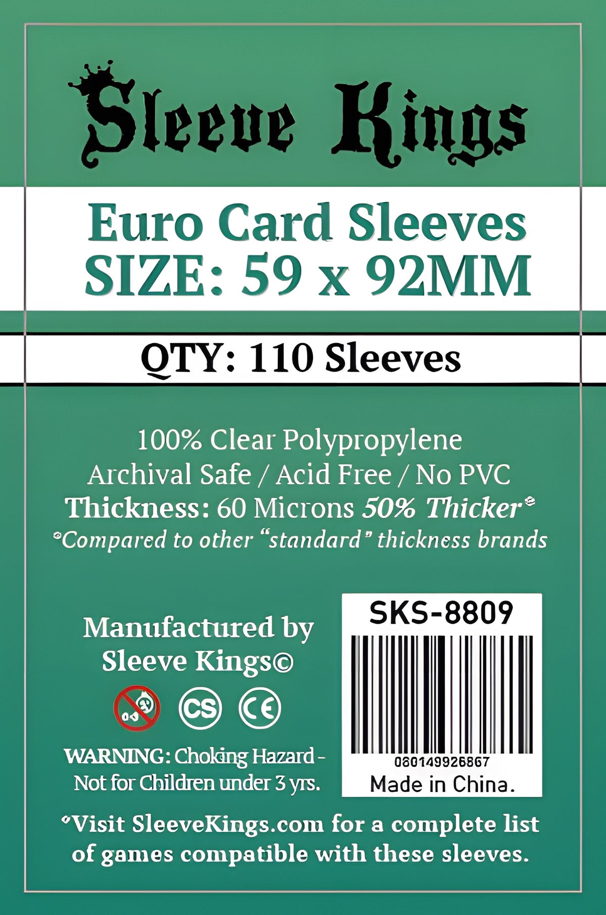 SK EURO Sleeves 59MM X 92MM 110CT
