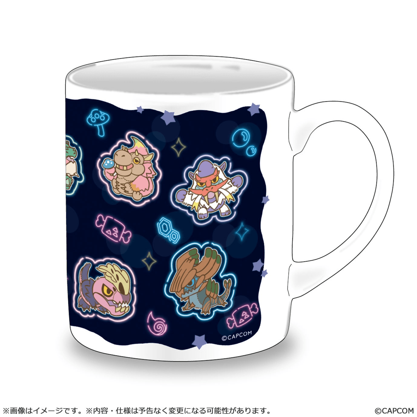MONSTER HUNTER CHIBI STYLE Heat-changing Mug: Neon-themed | 4976219140003