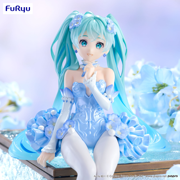 FuRyu Hatsune Miku Noodle Stopper Figure -Flower Fairy Nemophila Pail Blue Color ver.-