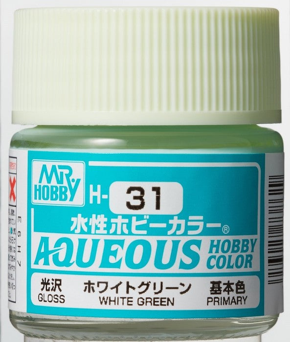 Mr Hobby AQUEOUS HOBBY COLOR - H31 GLOSS WHITE GREEN (PRIMARY) | 4973028719079